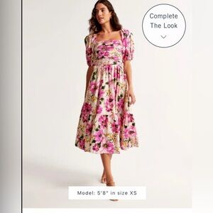 Emerson Linen-Blend Puff Sleeve Midi Dress